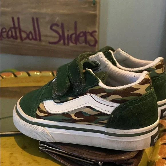 VANS Little Kids Old Skool Shoe - Camo Jungle Green - Picture 4 of 8